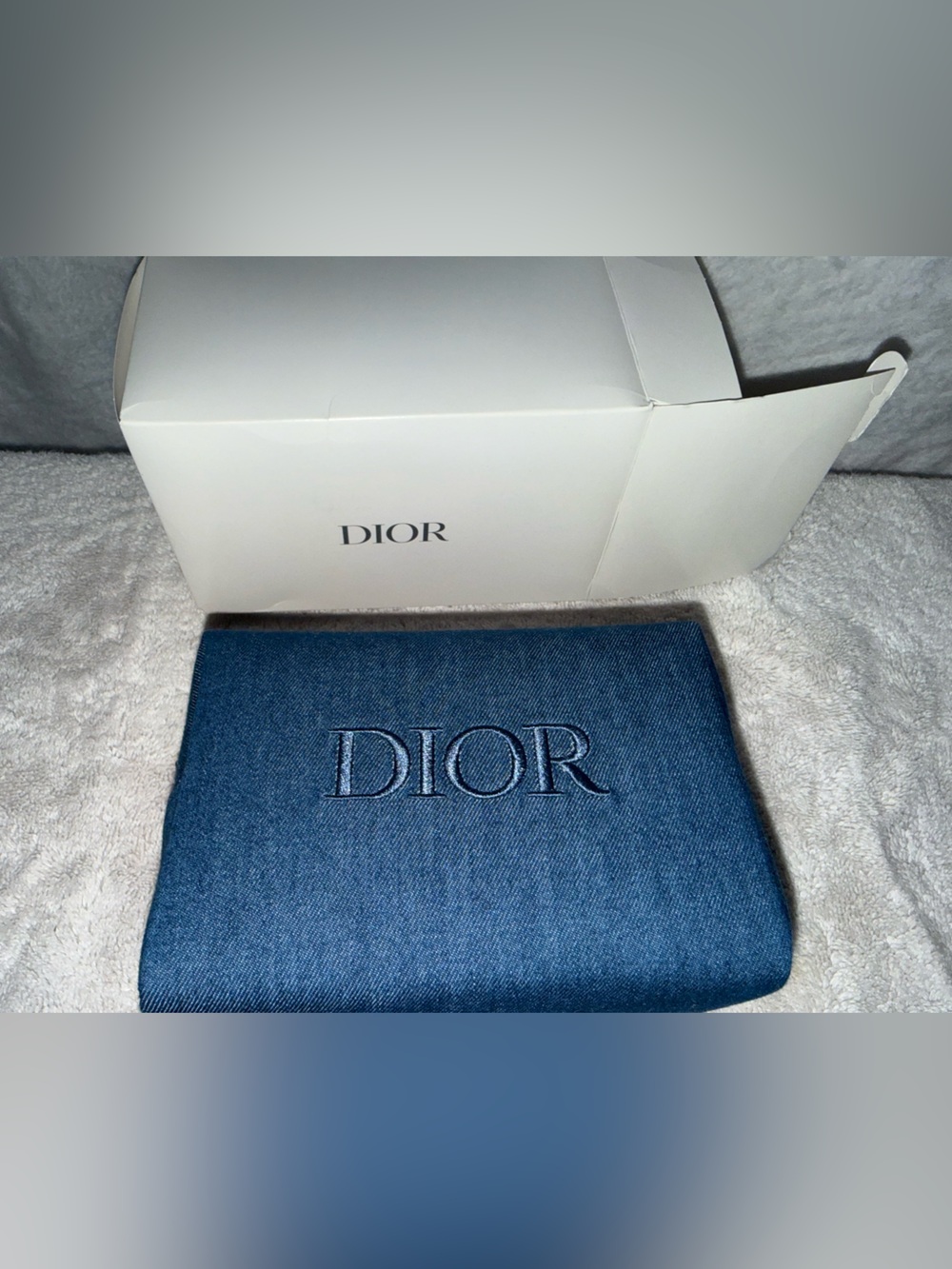 Dior Men’s Denim Jeans in Mid Blue with Embroidered Logo Bag / Pouch